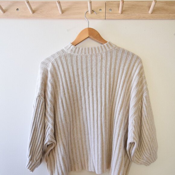 Oversized ribbed knit mock neck sweater - Picture 5 of 5